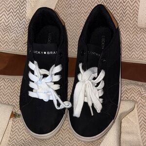 Lucky Brand Black Canvas Sneakers with White Laces
